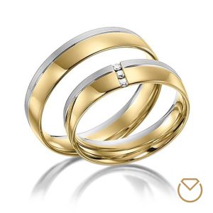 Argollas de matrimonio en oro amarillo y blanco