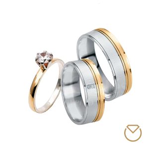 Argollas y Anillo en Oro 18K y Plata Ley 975 /REF. 035SOP