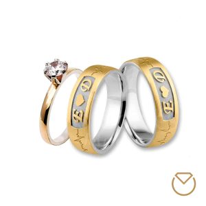 Argollas y Anillo en Oro 18K y Plata Ley 975 /REF. 040SOP