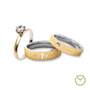 Argollas y Anillo en Oro 18K y Plata Ley 975 /REF. 042SOP
