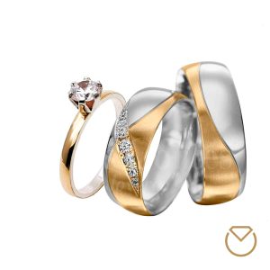 Argollas y Anillo en Oro 18K y Plata Ley 975 /REF. 043SOP
