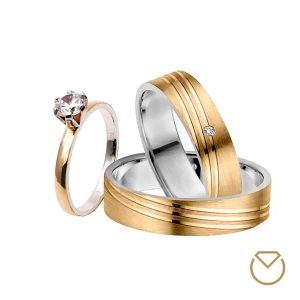Argollas y Anillo en Oro 18K y Plata Ley 975 /REF. 044SOP