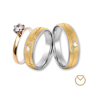 Argollas y Anillo en Oro 18K y Plata Ley 975 /REF. 045SOP