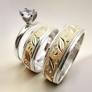 Argollas en oro con plata mas anillo de compromiso