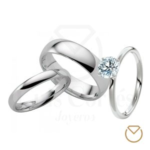 Argollas y anillo en oro blanco 18K /REF. 066SOB
